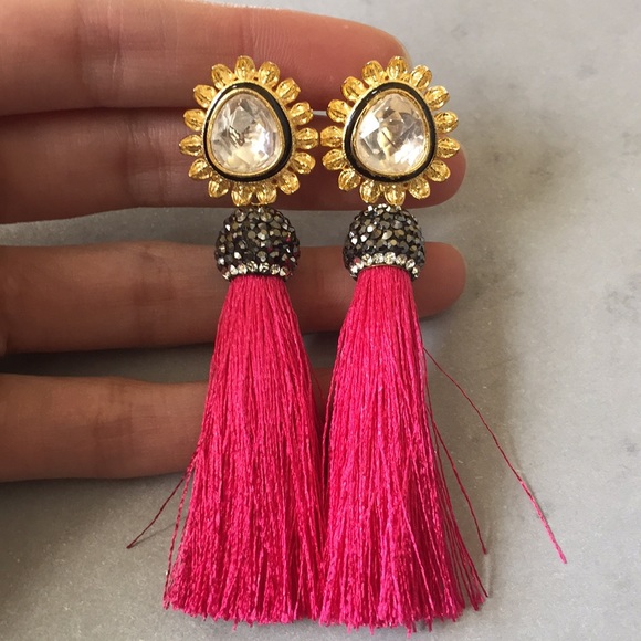 Salwar Kameez Jewelry - Pink Tassel Earrings